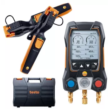 Testo 550s Smart Set conjunto de distribuidor digital com Bluetooth e sensores de pinça 0564 5502