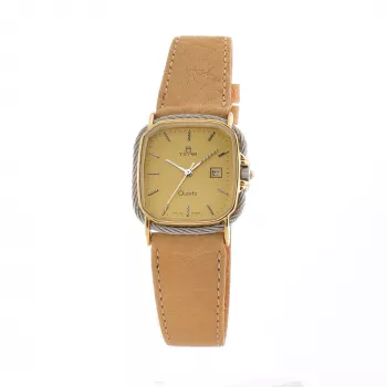 TETRA Relógio de mulher 125-C (27mm) - Quartzo analógico Caixa de aço inoxidável Mostrador branco Bracelete de pele