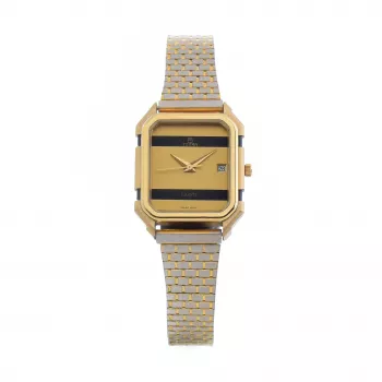 Relógio analógico de quartzo de mulher TETRA 129-1-A1 (23 mm) - pulseira de pele preta, mostrador branco