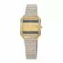 TETRA Relógio de mulher 1128-A 27mm caixa de aço inoxidável mostrador branco bracelete de pele preta quartzo analógico