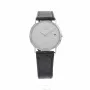 Relógio de mulher TETRA T-008 30mm mostrador prateado bracelete de pele preta quartzo