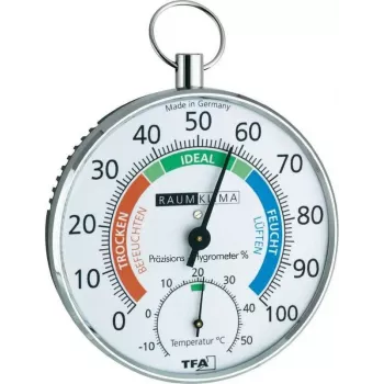 TFA Dostmann 45.2027 Termómetro de parede redondo analógico, branco, -30 a +50 °C, sem pilhas