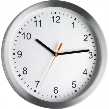 TFA Dostmann 98.1045 Relógio de parede radiocontrolado – Moldura prateada, Mostrador branco, 30 cm