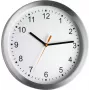 TFA Dostmann 98.1045 Relógio de parede radiocontrolado – Moldura prateada, Mostrador branco, 30 cm