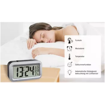 Despertador de rádio TFA Dostmann Lumio Plus preto/prateado