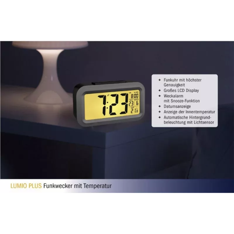 Despertador de rádio TFA Dostmann Lumio Plus preto/prateado