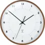 Relógio de parede com rádio TFA Dostmann com moldura de madeira, 25,5 cm de diâmetro, mostrador branco, algarismos árabes, a pilhas, DCF77 98.1097
