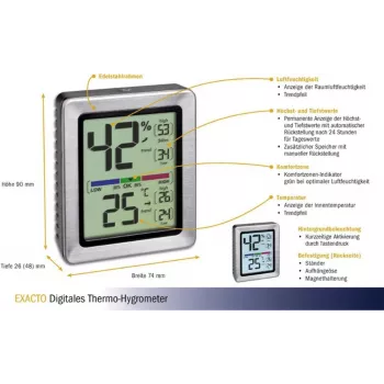 Termo-higrómetro digital TFA EXACTO prateado (30.5047.54)