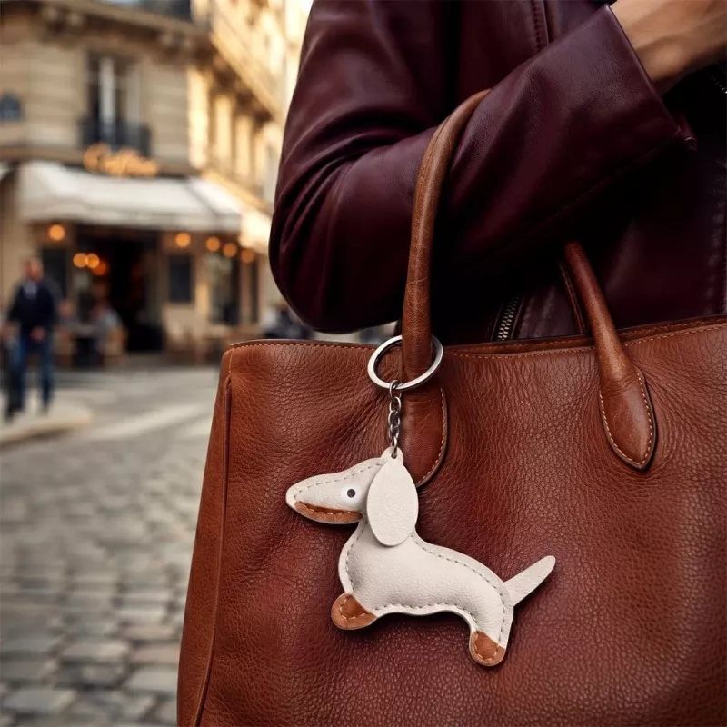 Corrente universal para telefone TFO Beige Dachshund - lanyard crossbody ajustável com adaptador de patch