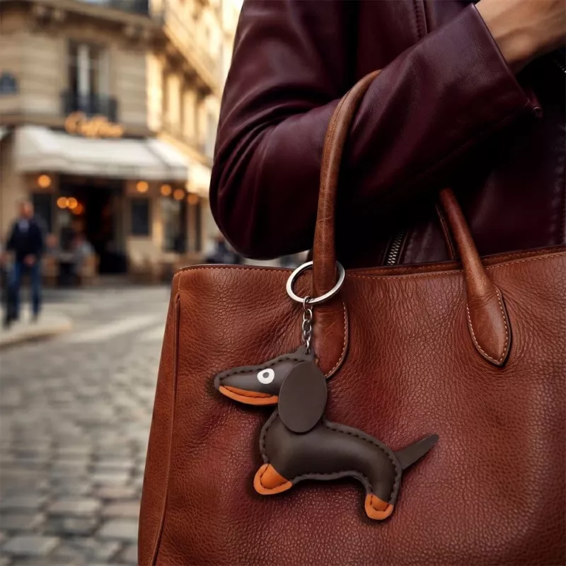 TFO Corrente universal para telemóvel com motivo dachshund, castanho, 150 cm, banda crossbody ajustável com patch de âncora