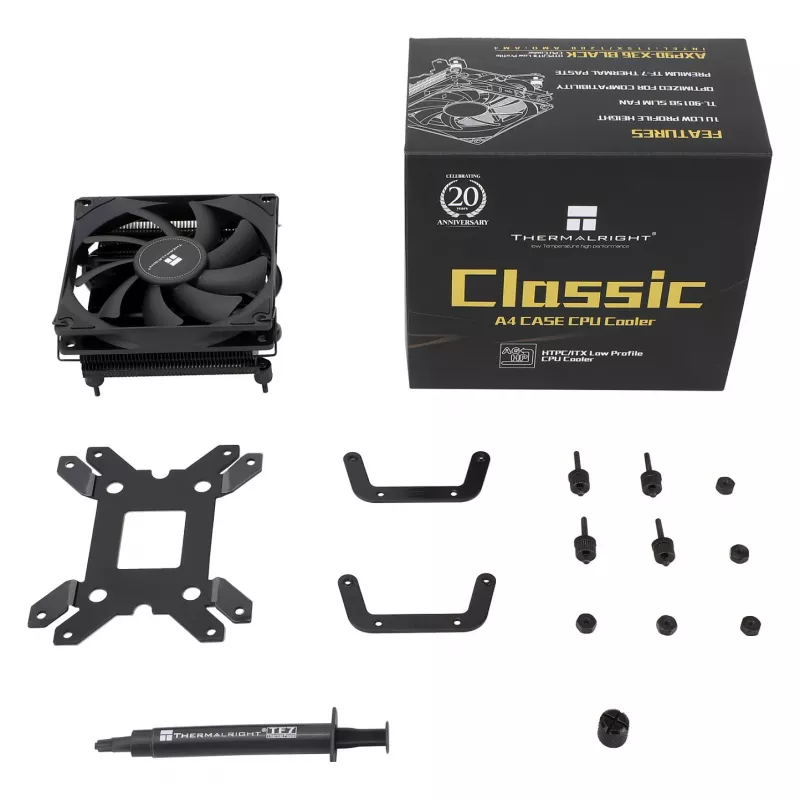 Thermalright AXP90-X36 Black ITX cooler a ar para CPU, 92 mm, Intel LGA115x/1200/1700 e AMD AM4
