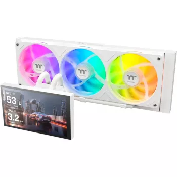 Thermaltake ST360 Ultra Snow 360 mm Refrigeração líquida All-in-One, LCD IPS de 7 polegadas, branco
