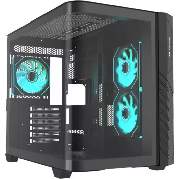 Thermaltake Vision 330 CR ARGB SE Edition caixa mid tower, preto, 3x painéis de vidro temperado, 3x ventoinhas CT140 ARGB
