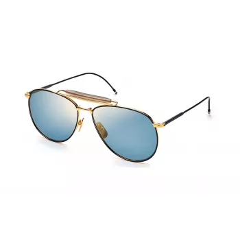 Óculos de sol unissexo aviador Thom Browne TB015LTDNVY62 navy 62mm