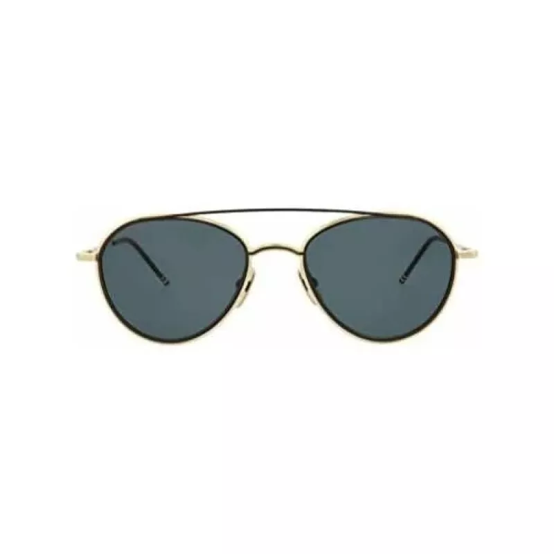 Óculos de sol unissexo aviador Thom Browne TB109ATGLDBLK armação de titânio lentes verde-escuras 53/20/141 mm