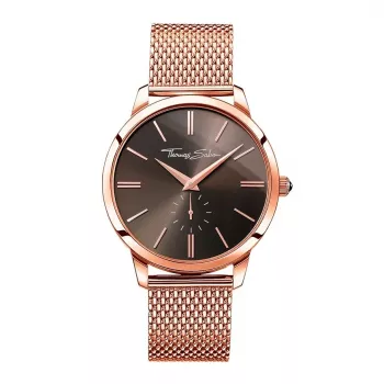 THOMAS SABO Rebel at Heart relógio de quartzo unissexo 42mm aço inoxidável com revestimento iónico preto e pele WA01772652064