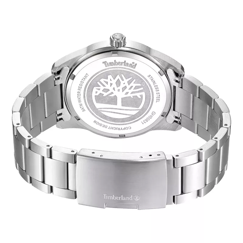 Timberland Henniker II Homem Relógio de pulso analógico de quartzo 45 mm Aço inoxidável Mostrador azul Pele castanha