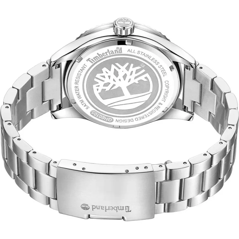 Timberland relógio de homem analógico de quartzo TDWGH0010503 46mm caixa de aço inoxidável bracelete de pele castanha mostrador azul