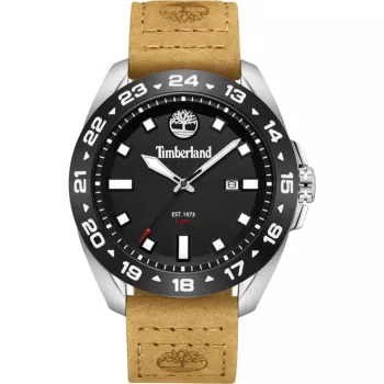 Timberland Relógio de homem Henniker II de quartzo analógico 44mm caixa de aço inoxidável bracelete de pele castanha TDWGB0029401
