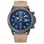 Relógio de homem Timberland Henniker II quartzo analógico TDWGF9002902 46 mm mostrador azul pulseira de couro castanha