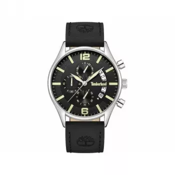 Relógio analógico de quartzo de homem Timberland TDWGC9001201 43 mm caixa de aço inoxidável mostrador preto bracelete de pele castanha