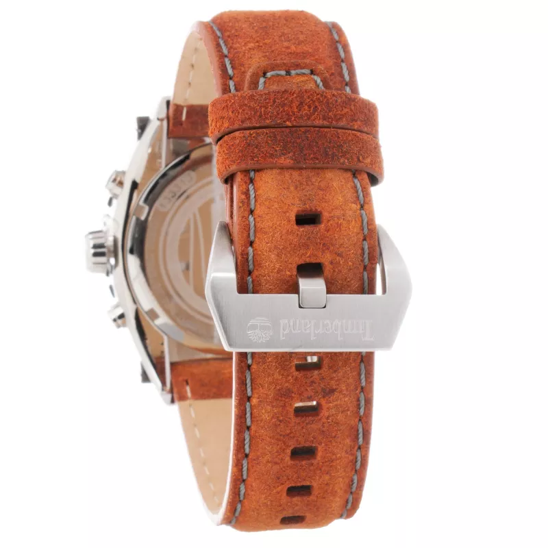 Relógio de homem Timberland TBL1331JS-02C 45 mm aço inoxidável quartzo analógico mostrador preto pulseira de pele castanha