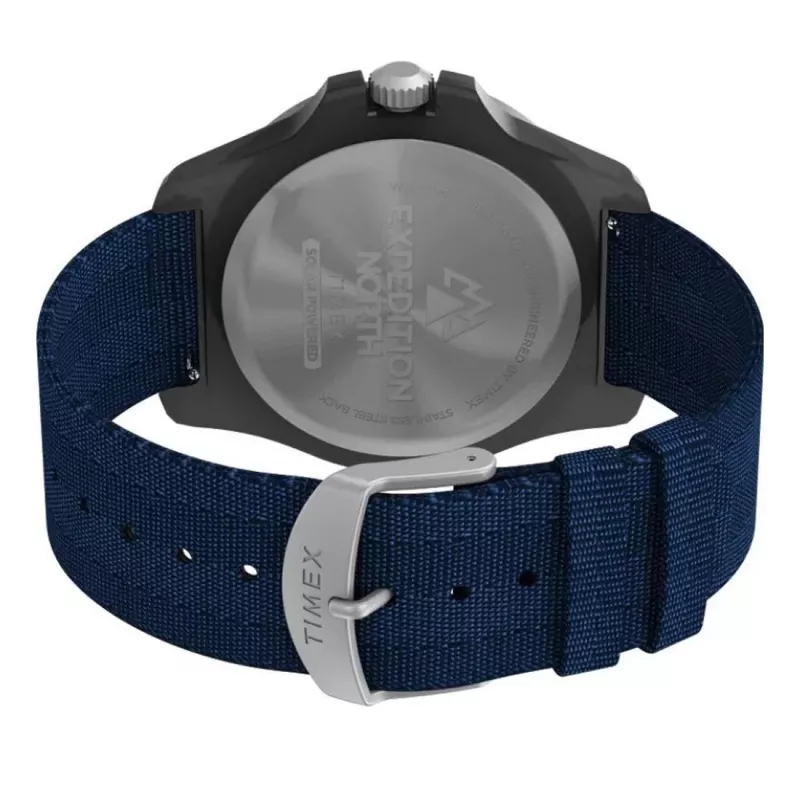 TIMEX relógio de homem Expedition North Field Post Solar TW2V40300 – 46 mm aço inoxidável, mostrador verde, bracelete de couro castanho, quartzo solar