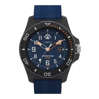 TIMEX relógio de homem Expedition North Field Post Solar TW2V40300 – 46 mm aço inoxidável, mostrador verde, bracelete de couro castanho, quartzo solar