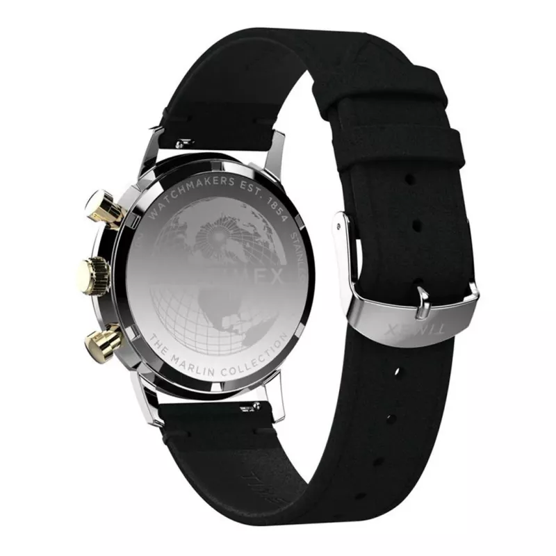 Timex Homem Expedition Scout TW2W60300A Relógio de quartzo analógico - 43mm, mostrador preto, bracelete de pele castanha, luz noturna INDIGLO