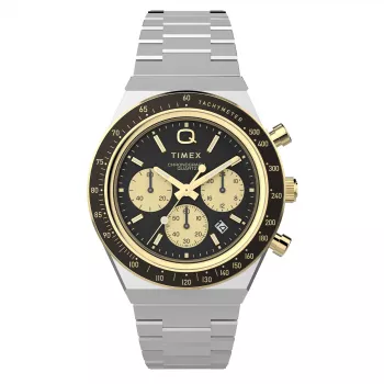 Relógio de quartzo de homem Timex TW2W64200 com bracelete de pele castanha e mostrador preto, 40mm