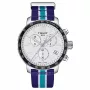 TISSOT PRS 516 cronógrafo de homem de quartzo suíço 42mm mostrador prateado bracelete de pele castanha T095417170373