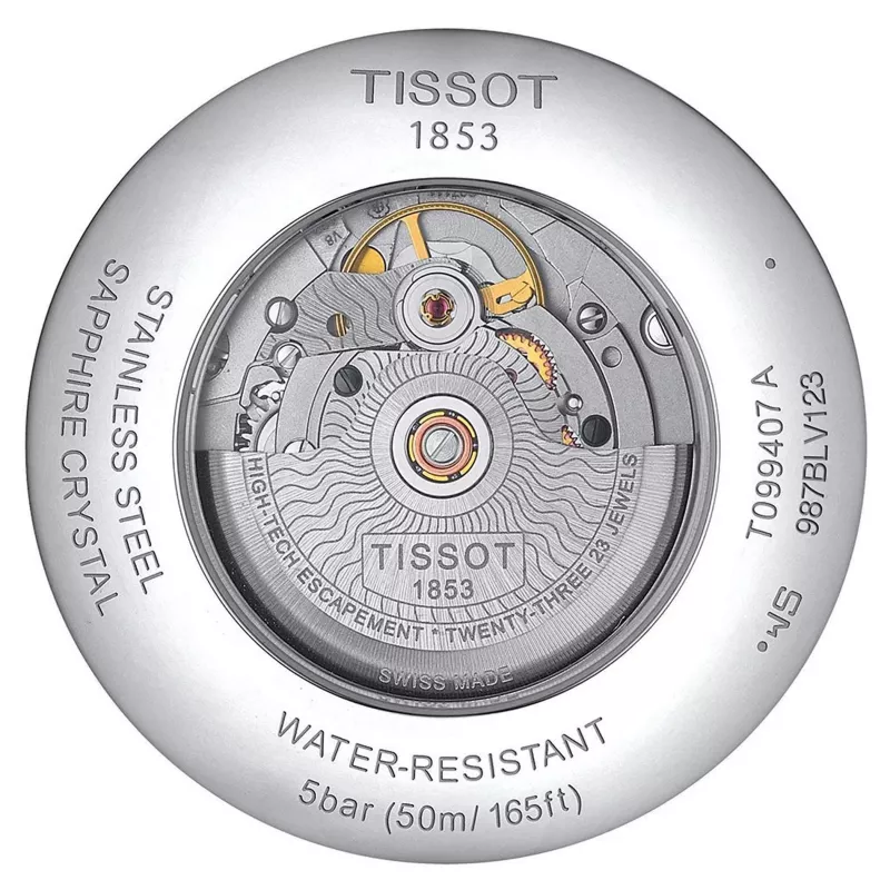 TISSOT T-Classic Chemin des Tourelles relógio de homem automático 42mm mostrador prateado bracelete de aço inoxidável T099407110370