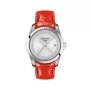 Relógio de mulher TISSOT T-Classic Couturier T035210160310 32mm mostrador prateado bracelete de pele branca