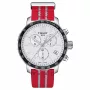 TISSOT T-Sport Chrono XL Classic Relógio de homem 42mm mostrador prateado bracelete de tecido azul cronógrafo de quartzo suíço T09541717037