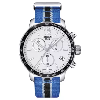 Relógio cronógrafo TISSOT T-Sport Quickster homem 42mm PVD preto aço inoxidável e bracelete de nylon