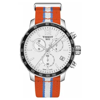 Relógio TISSOT T-Sport Quickster de homem cronógrafo suíço de quartzo 42mm mostrador branco bracelete de silicone branca T09547170371
