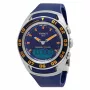 TISSOT T-Touch II relógio de homem T056420270410 - 45mm caixa de titânio, bracelete de borracha azul, cronógrafo Swiss Quartz com altímetro, barómetro, bússola e termómetro