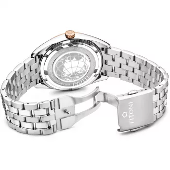 TITONI Airmaster relógio de homem suíço automático 878SRG-657 41mm ouro rosa PVD aço inoxidável couro castanho