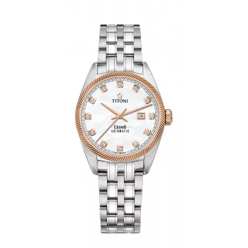 TITONI Relógio Automático Mulher 818SRG-622 30mm Aço Inoxidável com Diamantes