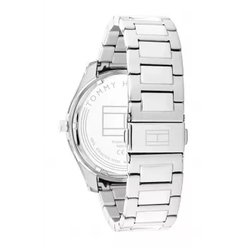 Tommy Hilfiger Relógio analógico de quartzo homem 1710541 44mm caixa de aço inoxidável bracelete de pele castanha mostrador azul