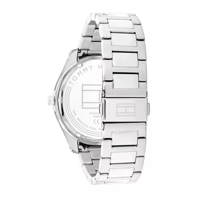 Tommy Hilfiger Relógio analógico de quartzo homem 1710541 44mm caixa de aço inoxidável bracelete de pele castanha mostrador azul