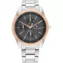 Tommy Hilfiger Relógio analógico de quartzo homem 1710541 44mm caixa de aço inoxidável bracelete de pele castanha mostrador azul