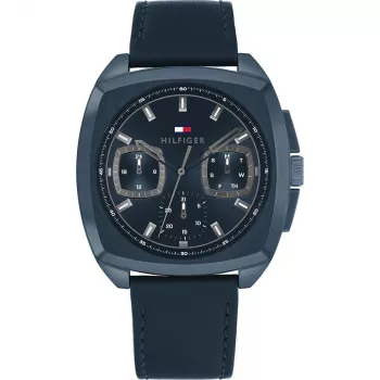 Tommy Hilfiger Relógio de homem 1710558 analógico de quartzo 40 mm mostrador azul pele castanha