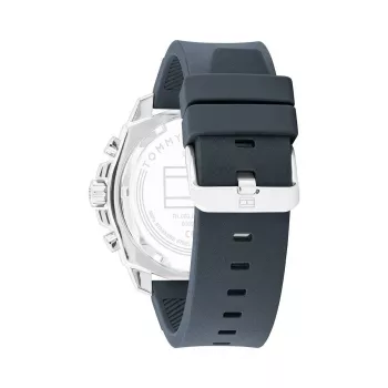 Relógio de quartzo analógico Tommy Hilfiger para homem 1710687 48 mm aço inoxidável mostrador azul