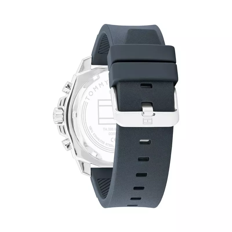 Relógio de quartzo analógico Tommy Hilfiger para homem 1710687 48 mm aço inoxidável mostrador azul