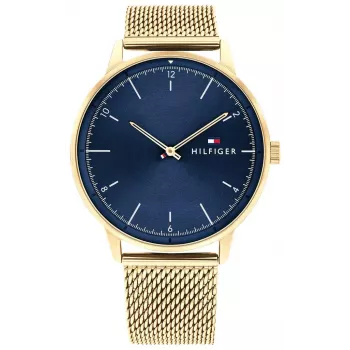 Relógio de quartzo analógico para homem Tommy Hilfiger 1791877 43mm aço inoxidável mostrador azul