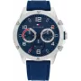 Relógio de quartzo analógico para homem Tommy Hilfiger 1792027 44mm mostrador azul aço inoxidável prateado