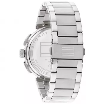Tommy Hilfiger relógio de homem analógico de quartzo 1792117 44mm aço inoxidável mostrador azul bracelete prateada
