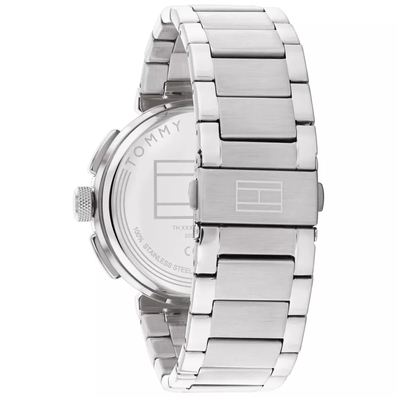 Tommy Hilfiger relógio de homem analógico de quartzo 1792117 44mm aço inoxidável mostrador azul bracelete prateada