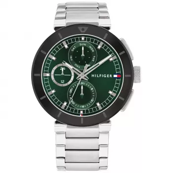 Tommy Hilfiger relógio de homem analógico de quartzo 1792117 44mm aço inoxidável mostrador azul bracelete prateada